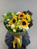 Букет Счастье с подсолнухами, хризантемами и альстромериями (3)